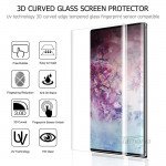 Wholesale Galaxy Note 10+ (Plus) 3D Tempered Glass Full Screen Protector with Working Adhesive In Screen Finger Scanner (Black Edge)